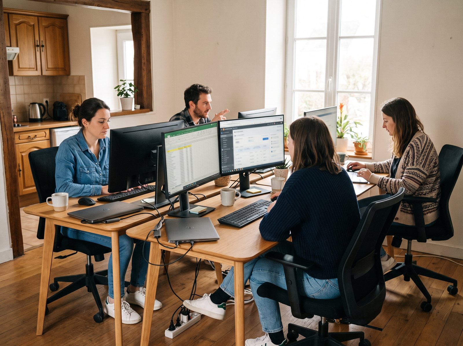 L'équipe Digitalkeys à ses postes de travail, bureaux de Saint-Nazaire