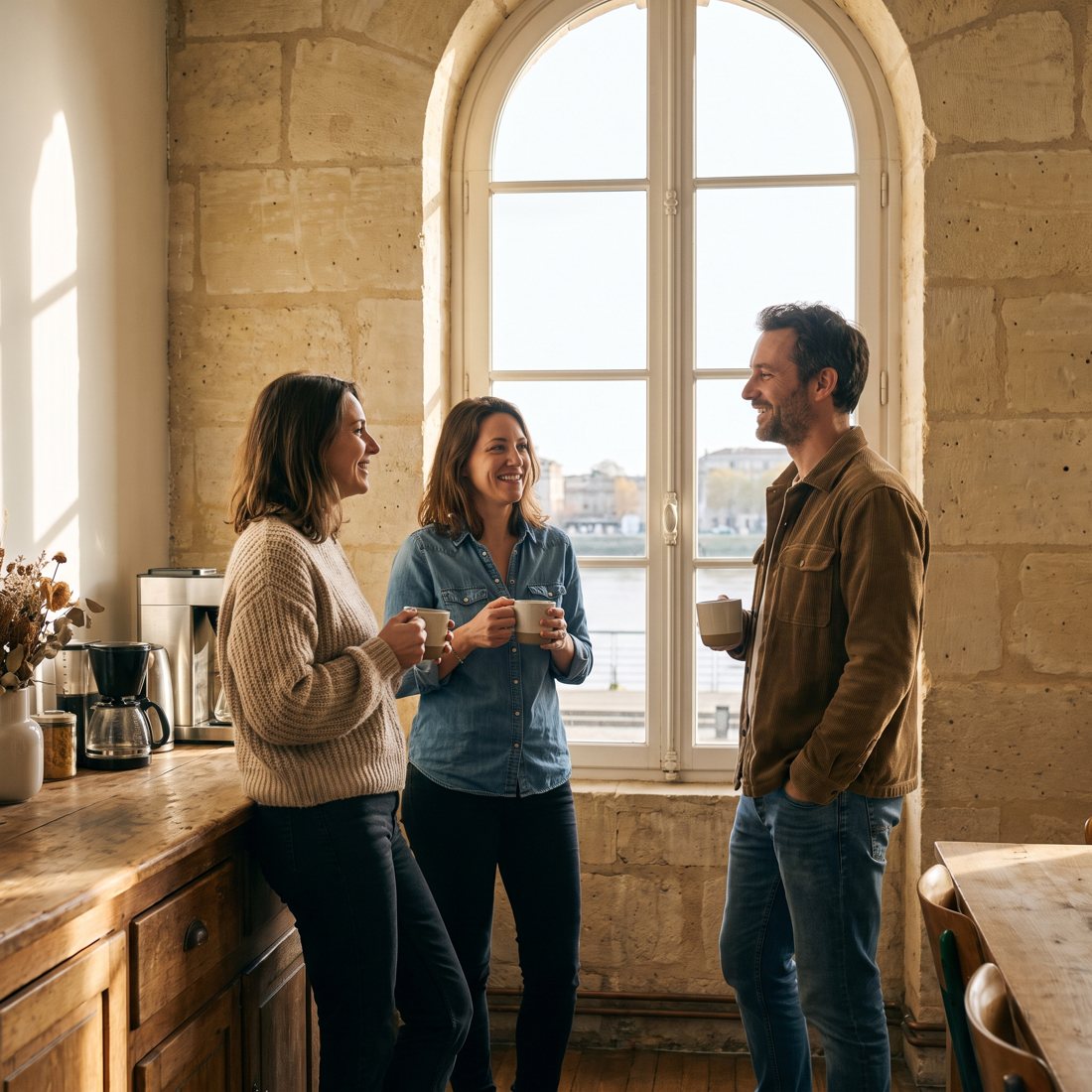 Pause café dans les bureaux Digitalkeys de Bordeaux
